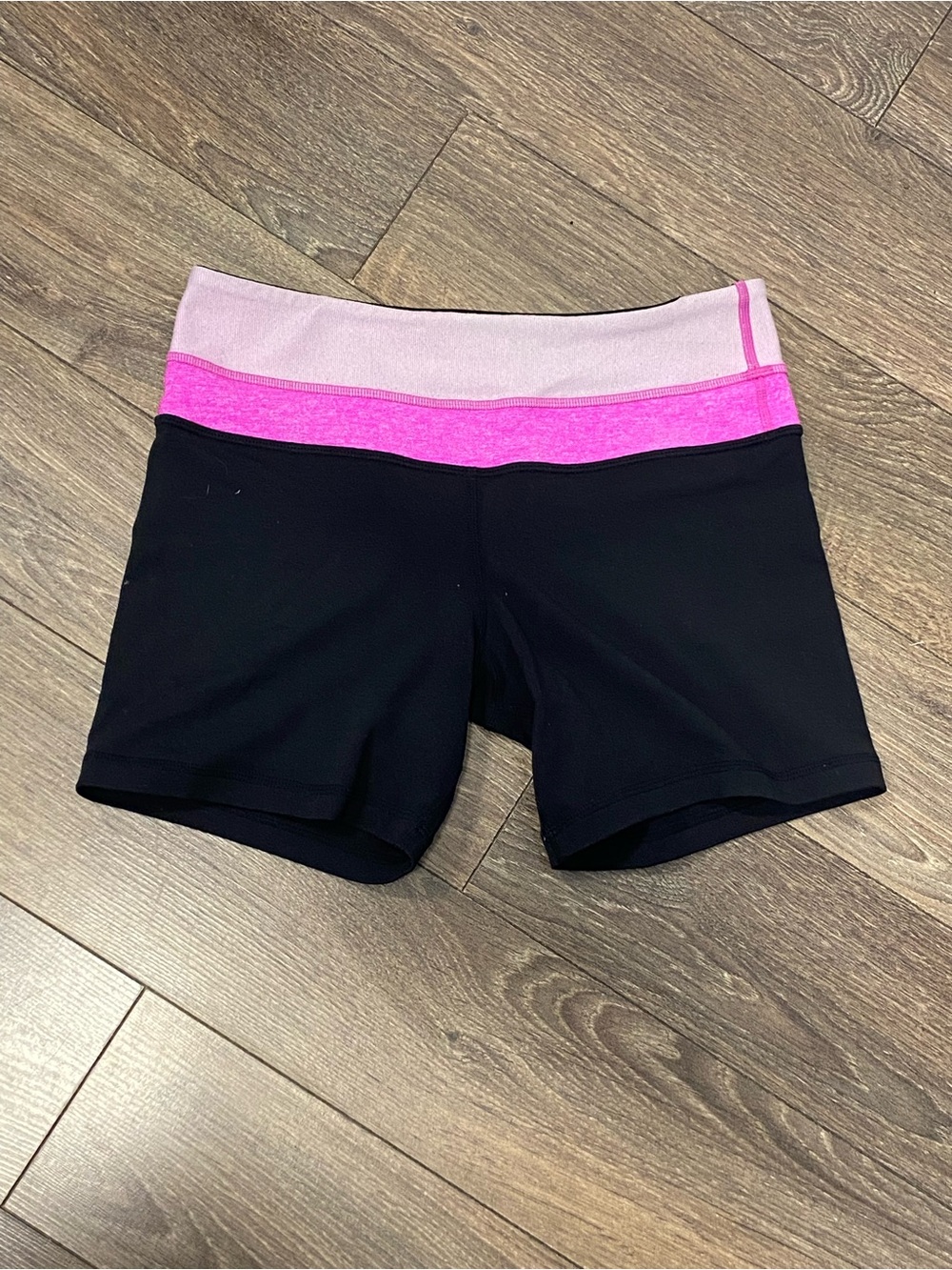 lululemon athletica Black Shorts with Pink Two-Tone Waistband